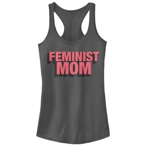 Juniors Womens CHIN UP Feminist Mom Racerback Tank Top - 1 of 3