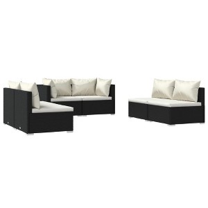 vidaXL Garden Lounge Set Black, Cream PE rattan, powder-coated steel - 1 of 4