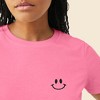 Dalix Smile Face Embroidered Soft Cotton Short Sleeve T Shirt Womens - 4 of 4