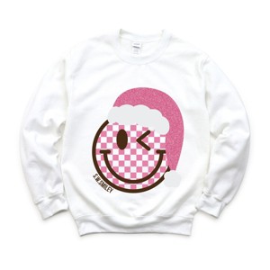 S.W.Smiley Glitter Santa Hat - Women's Graphic Sweatshirt - 1 of 4