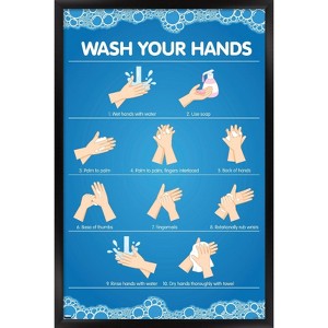 Trends International Wash Your Hands Framed Wall Poster Prints - 1 of 4