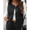 Women's Denim Vest Round Neck Sleeveless Button Front Jacket with Side Pockets - 3 of 4
