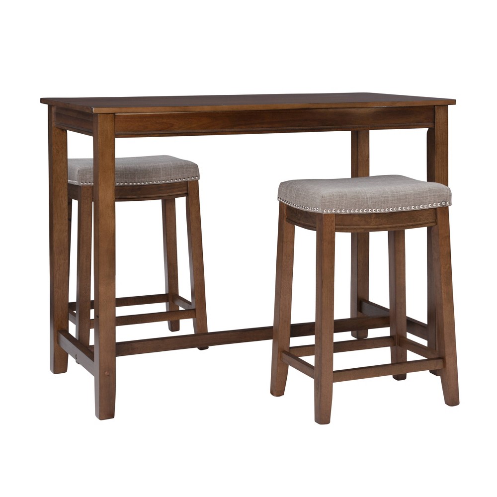 Photos - Dining Table Linon 3pc Claridge Nailhead Trim Backless Stools Counter Height Dining Set Rusti 