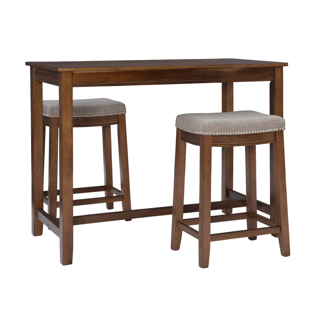 Photos - Dining Table Linon 3pc Claridge Nailhead Trim Backless Stools Counter Height Dining Set Rustic  