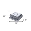 HomeRoots 50" X 60" Gray and White Velvet Quilted Plaid Plush Throw Blanket - 3 of 4