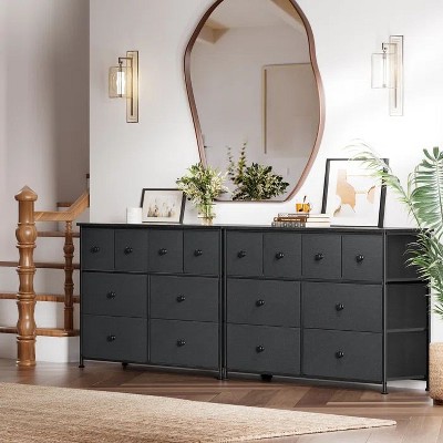 Hausource 8 Drawer Fabric Storage Dresser Tower Wide Chest of Drawers for Living Room Bedroom