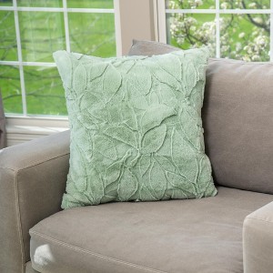HGTV Triple Jacquard Carved Faux Fur Pillow Autumn Bliss Snowbound 22 x 22 inches - 1 of 4