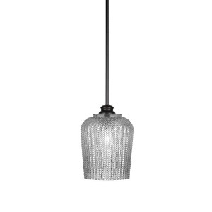 Toltec Lighting Cordova 1 - Light Pendant in  Matte Black with 9" Silver Textured Shade - 1 of 2