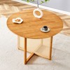 NicBex Modern 42" Round Wooden Coffee Table with Rattan Design for Living Room and Bedroom - 3 of 4