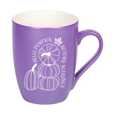 Elanze Designs Hello Pumpkin Autumn Blessings Passion Purple 10 ounce New Bone China Coffee Cup Mug