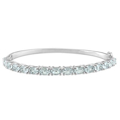 EVERLY JEWELRY | Sterling Silver 6.3 CT TGW Oval-Cut Aquamarine Bangle, 7.25 inch