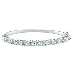 EVERLY JEWELRY | Sterling Silver 6.3 CT TGW Oval-Cut Aquamarine Bangle, 7.25 inch - 1 of 4