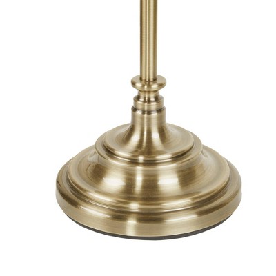 Antique Brass Adjustable Floor Lamp with White Empire Shade