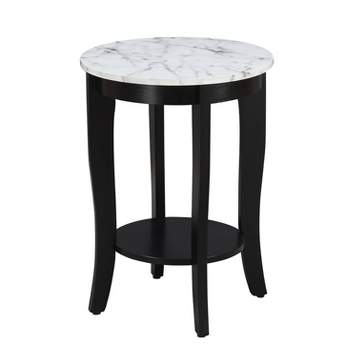 American Heritage Round End Table White Faux Marble/Black - Breighton Home