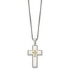 Chisel Stainless Steel Brushed Polished and Hammered Yellow IP-plated with Cubic Zirconia Cross Pendant Necklace 24" Box Chain - 3 of 4