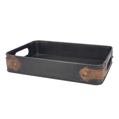  Slate Steel Tray with Rust Trim - Brown - Stonebriar 