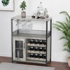 Wine Bar Cabinet with Detachable Wine Rack, Glass Holder, Adjustable Shelves & Mesh Door, Sideboard Buffet Cabinet for Dining Room, Gray - 2 of 4