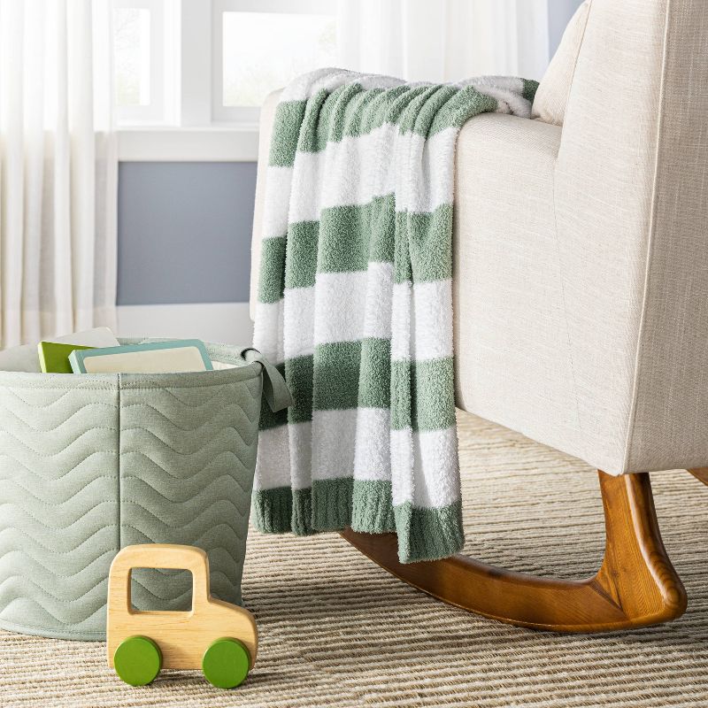 Chenille Stripe Baby Blanket - Green and White Stripe - Cloud Island&#8482;, 3 of 6