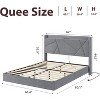 TackView Floating Bed Frame with LED Lights & Charging Station, Upholstered Storage Headboard Platform Bed, No Box Spring Needed - 2 of 4