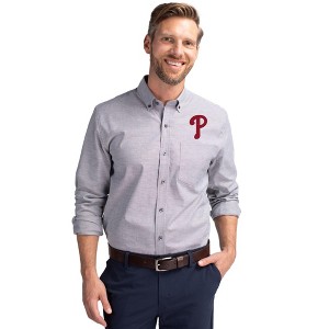 Philadelphia Phillies Cutter & Buck Stretch Oxford Mens Long Sleeve Dress Shirt - 1 of 1