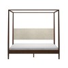 Harbor King Canopy Bed with Upholstered Headboard, Blonde/Swiss Coffee (MD2411-01) - 3 of 4