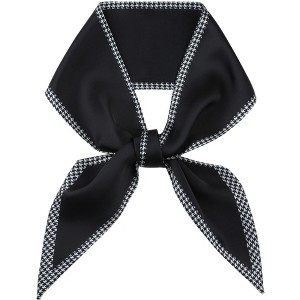 INSPIRE CHIC Women's Houndstooth Skinny Long Satin Silky Ribbon Neck Scarves 1Pc - 1 of 4