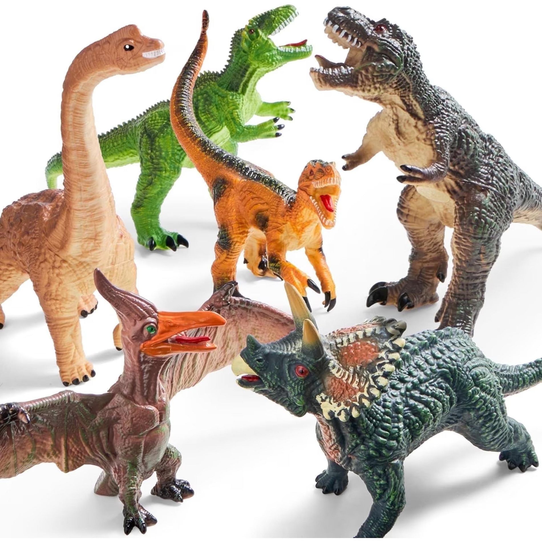 Joyfy 6 Pcs Jumbo Soft Dinosaur Toys for Toddlers, Large Realistic Figures Jurassic World Toys, Halloween Christmas Birthday Gift for Kids Ages 1-5