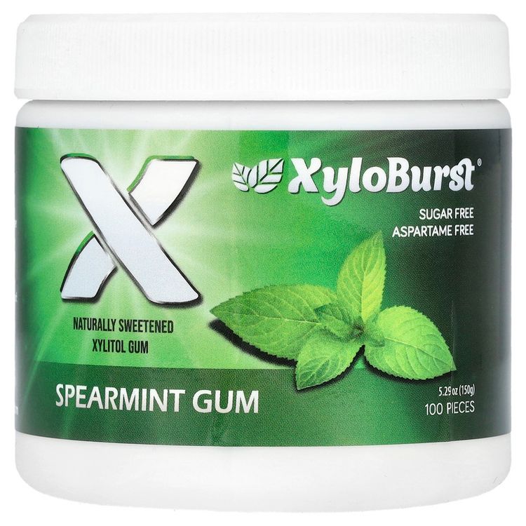 Xyloburst Xylitol Gum, Spearmint, 100 Pieces, 5.29 oz (150 g), 1 of 2