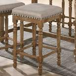 16" Farsiris Counter Height Barstool Beige Fabric/Weathered Oak Finish - Acme Furniture