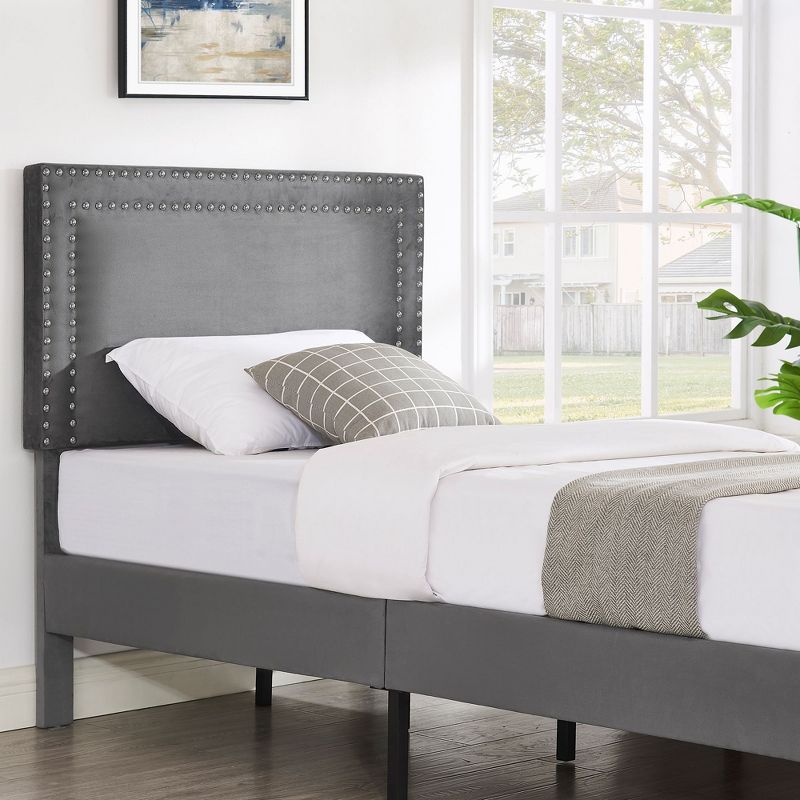 VECELO Upholstered Bed with Adjustable Headboard, Bed Frame, 5 of 11