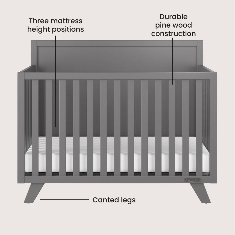 Child Craft SOHO Flat Top 4-in-1 Convertible Crib - Cool Gray, 5 of 10
