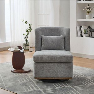 CAVINAS 25.2 "Wide Modern Chenille Swivel Accent Chair, Upholstered Lounge Chair with Metal Base and Pillow - 1 of 4