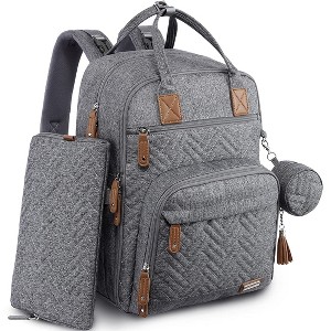 Iniuniu Large Diaper Backpack, Unisex 4-in-1  Baby Bag with Pouch, Changing Pad, Pacifier Case & Straps - 1 of 4