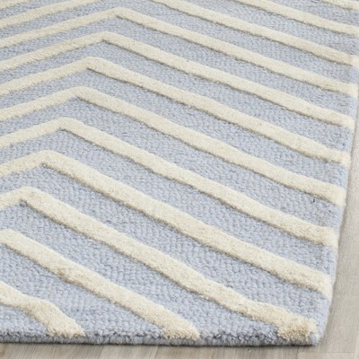 Light Blue & Ivory Hand-Tufted Wool Runner Rug - 2'6" x 10'