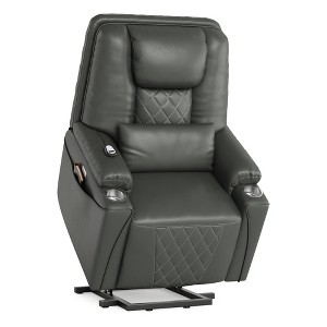 Electric Power Lift Recliner Chair Sofa for Elderly, 3 Adjustable Positions, Side Storage Pockets and Cup Holders, USB Ports, Remote - 1 of 4