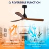 Wanze of Ocean 52 in. Smart Black Solid Wood Brown Blades 2-Size Downrod Mount Standard Ceiling Fan with 3-Color Dimmable LED Light - 3 of 4