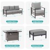 Sonkuki Patio Sofa Set with 45'' Fire Pit Table, All-Weather PE Rattan Wicker Patio Conversation Couch with Cushion - 3 of 4