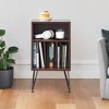 MAYEERTY Black Walnut Record Player Stand - With Metal Legs, Vinyl Cabinet for Living Room - 3 of 4