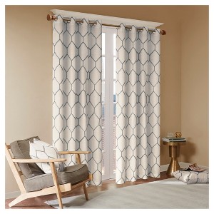 Peyton Metallic Geo Embroidered Single Window Curtain Panel - 1 of 4