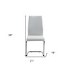 HomeRoots Set of Four White and Silver Upholstered Faux Leather Dining Side Chairs - 3 of 4