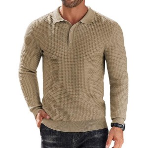 COOFANDY Men's Knit Polo Shirts Long Sleeve Sweater Polo Lightweight Fashion Casual Collared T Shirts - 1 of 4