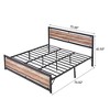 VECELO Twin/Full/Queen/King Size Bed Frame with Wooden Headboard, Metal Bed Platform No Box Spring Needed with Heavy Duty Steel Slat, Brown - 3 of 4