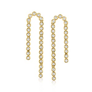 Ross-Simons 1.00 ct. t.w. Bezel-Set Diamond Beaded Drop Earrings in 18kt Gold Over Sterling - 1 of 3