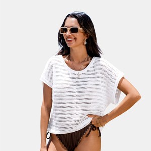 Women's Chic Crochet Swim Cover Up Top - Cupshe - 1 of 4