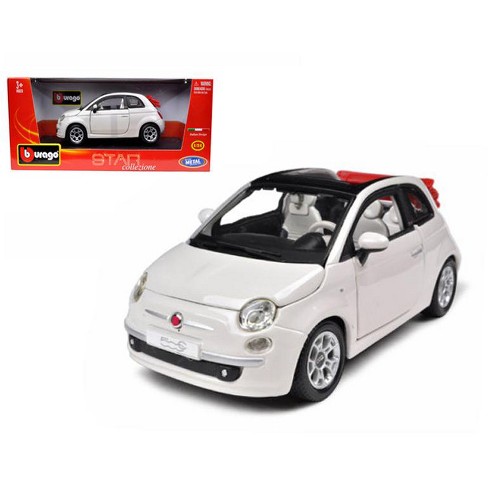 2009 Fiat 500 C Cabriolet White 124 Diecast Model Car By Bburago