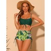 INSPIRE CHIC Women's Drawstring Push-Up Top Tropical Print High Waist Shorts Swimwear Bathing Suits 2 Sets - 4 of 4