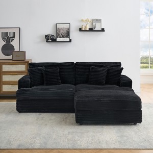 82'' L-Shaped Sectional Sofas with Movable Footstool, Storage Function, and 4 Toss Pillows - 1 of 4