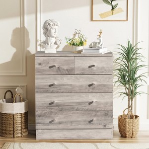 Resenkos 5 Drawer Dresser with Gold Handle, Nursery Dresser Chest Of Drawers Organizer, - 1 of 4