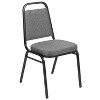 Emma and Oliver 4 Pack Trapezoid Banquet Stack Chair, 2.5" Seat - Gray Fabric/Silver Vein Frame - 3 of 4