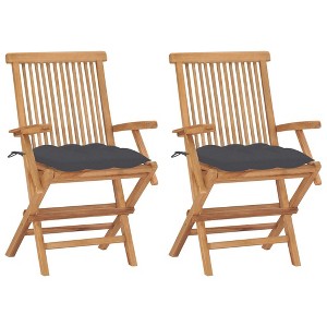 vidaXL 2-Piece Teak Wood Patio Chair Set with Anthracite Cushions – Weather-Resistant - 1 of 4
